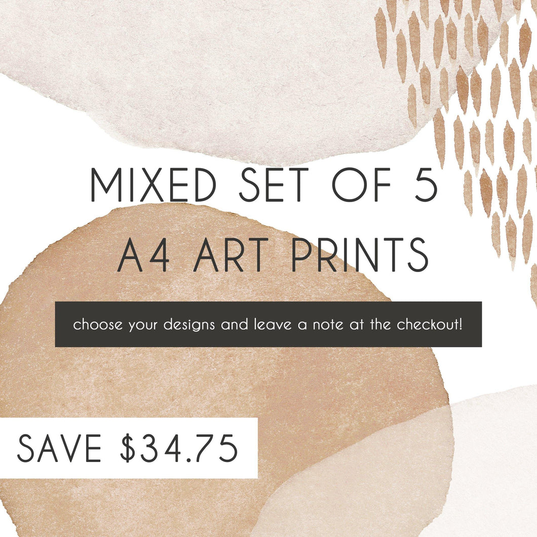 Mixed Set of 5 A4 Art Prints - Misiu Papier