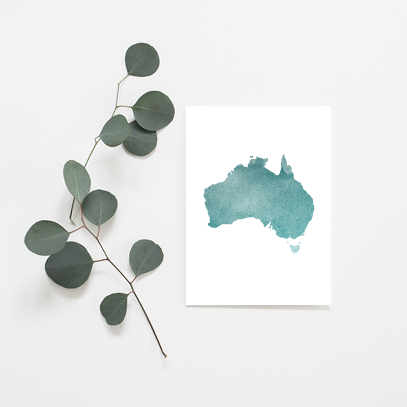 Watercolour Blue Australia - Misiu Papier