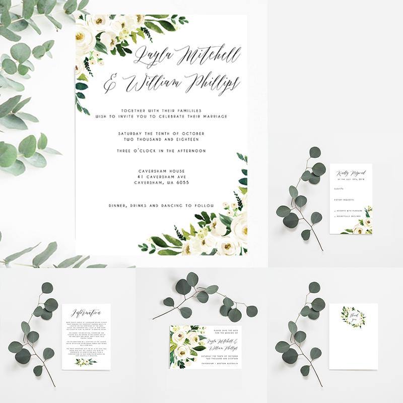Mika Floral Wedding Invitation Suite - Misiu Papier