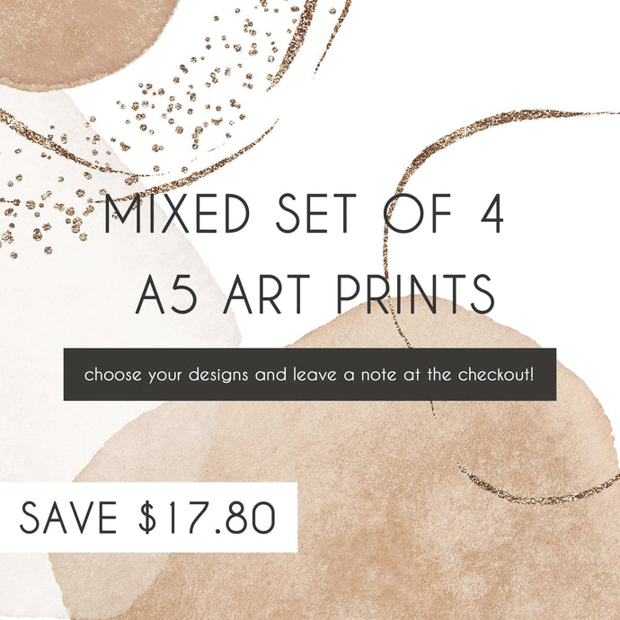 Mixed Set of 4 A5 Art Prints - Misiu Papier